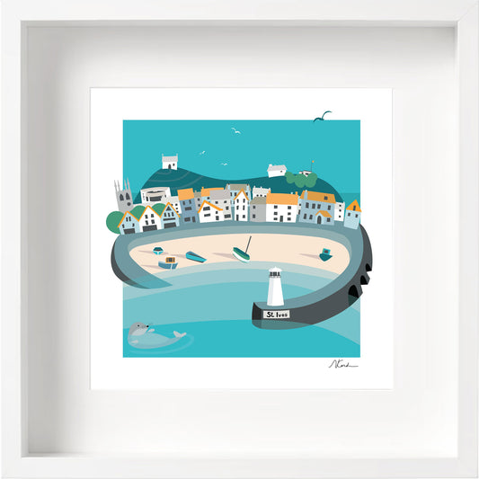 Signposted St Ives - Framed Print - Blue