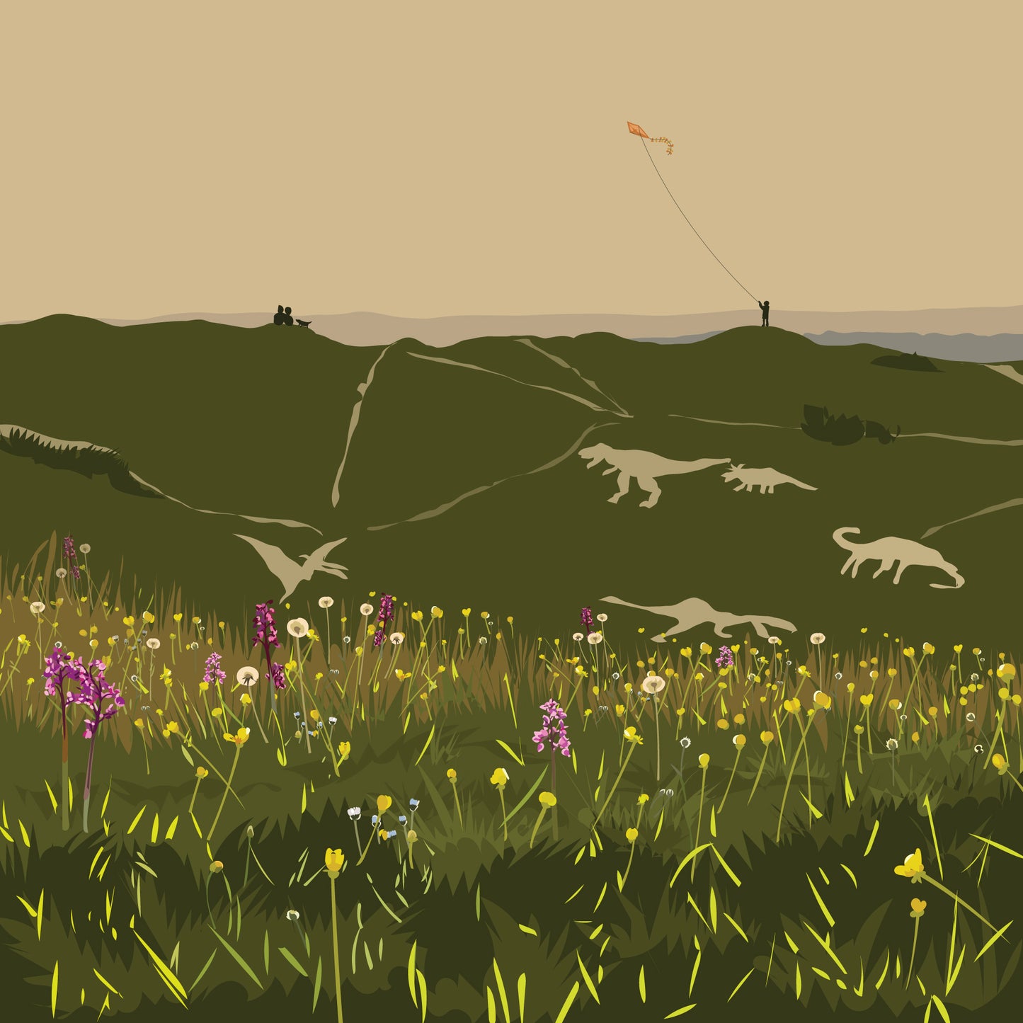 Dinosaurs on Selsley Common Blank Card