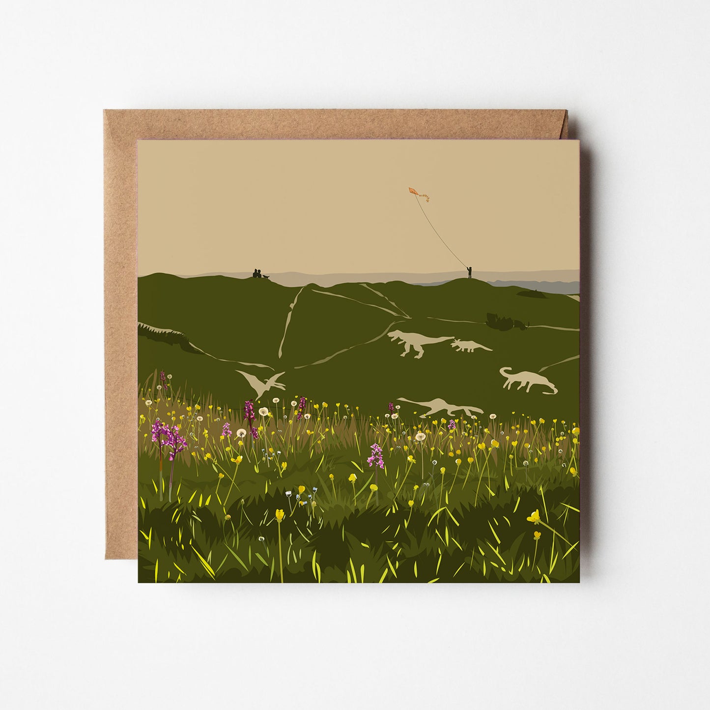 Dinosaurs on Selsley Common Blank Card