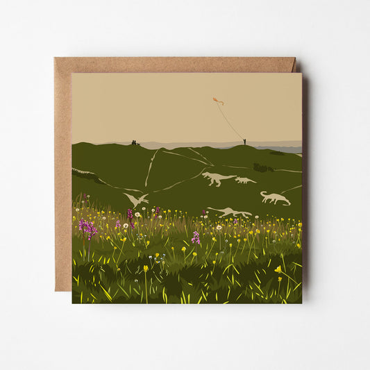 Dinosaurs on Selsley Common Blank Card