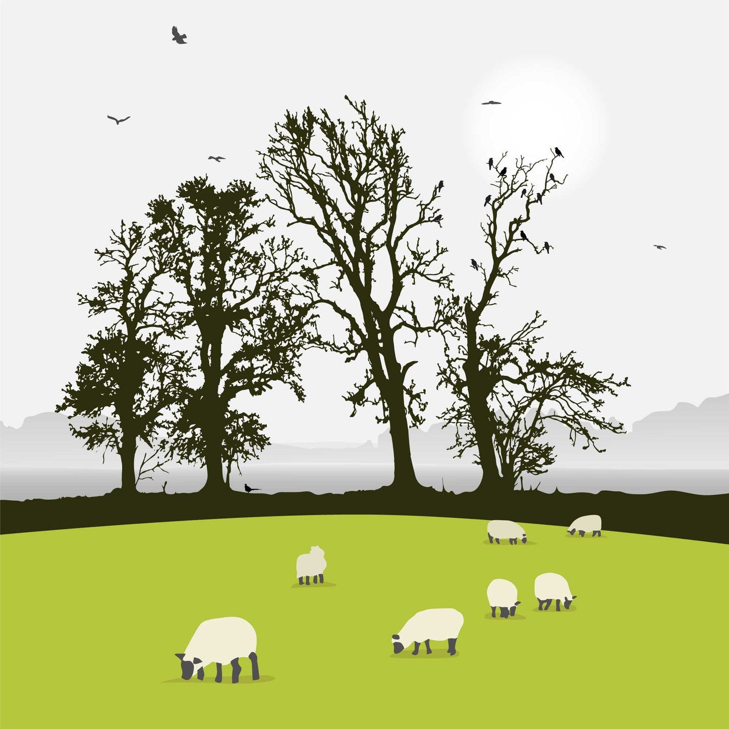 Sheep & Crows Blank Card