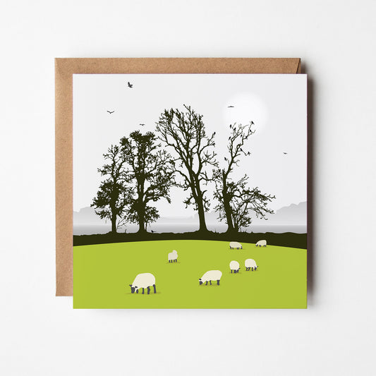 Sheep & Crows Blank Card