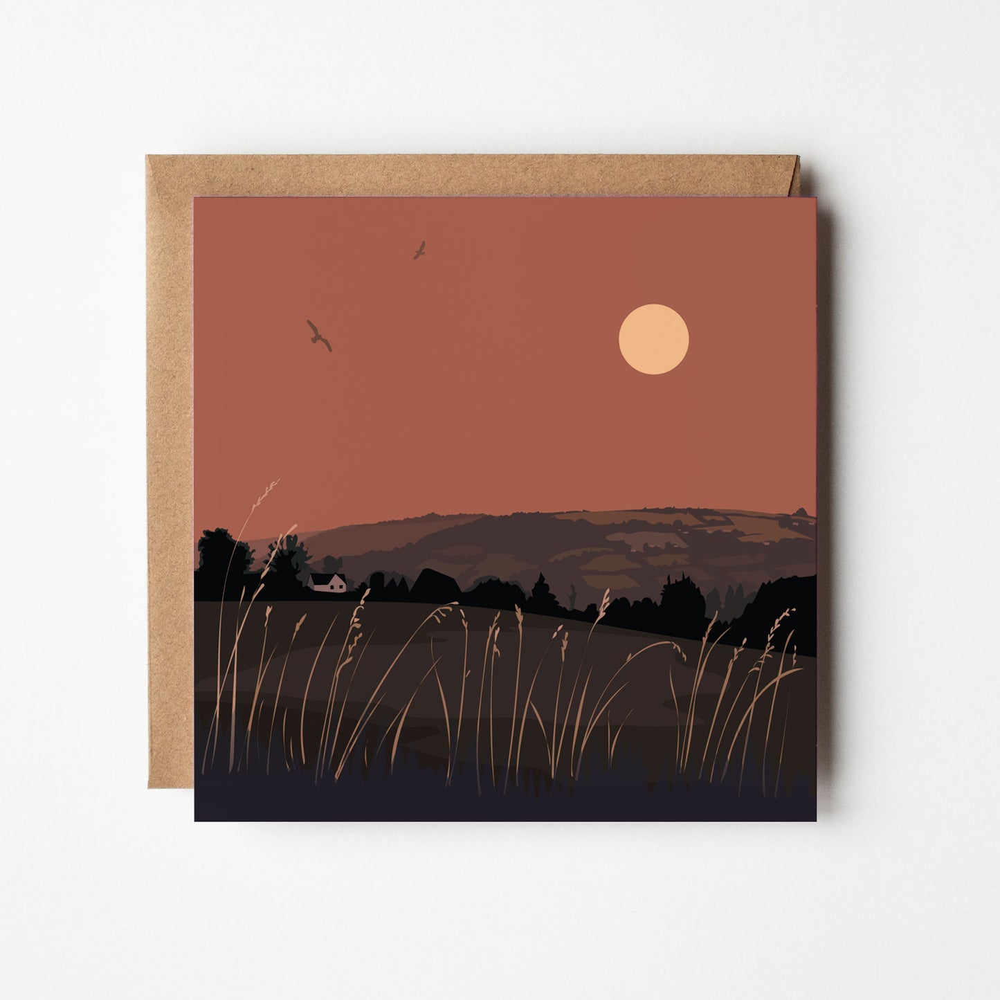 Selsley from Rodborough - Mauve - Blank Card