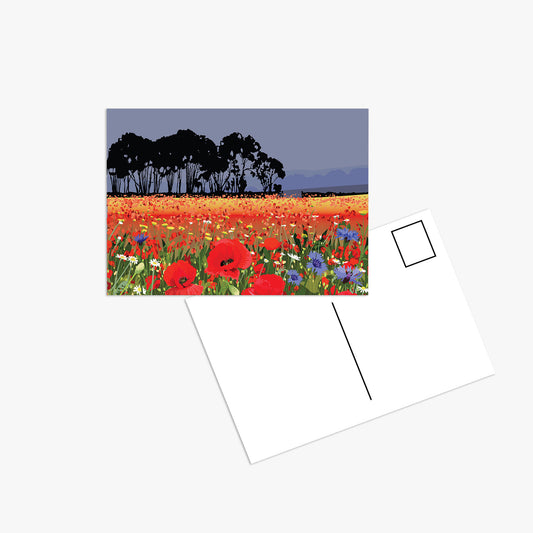 Poppies and Dark Skies - Postcard