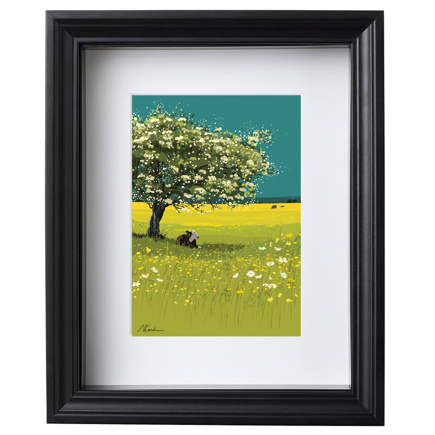 Buttercups and Blossom - Framed Art Print by Nichola Kent
