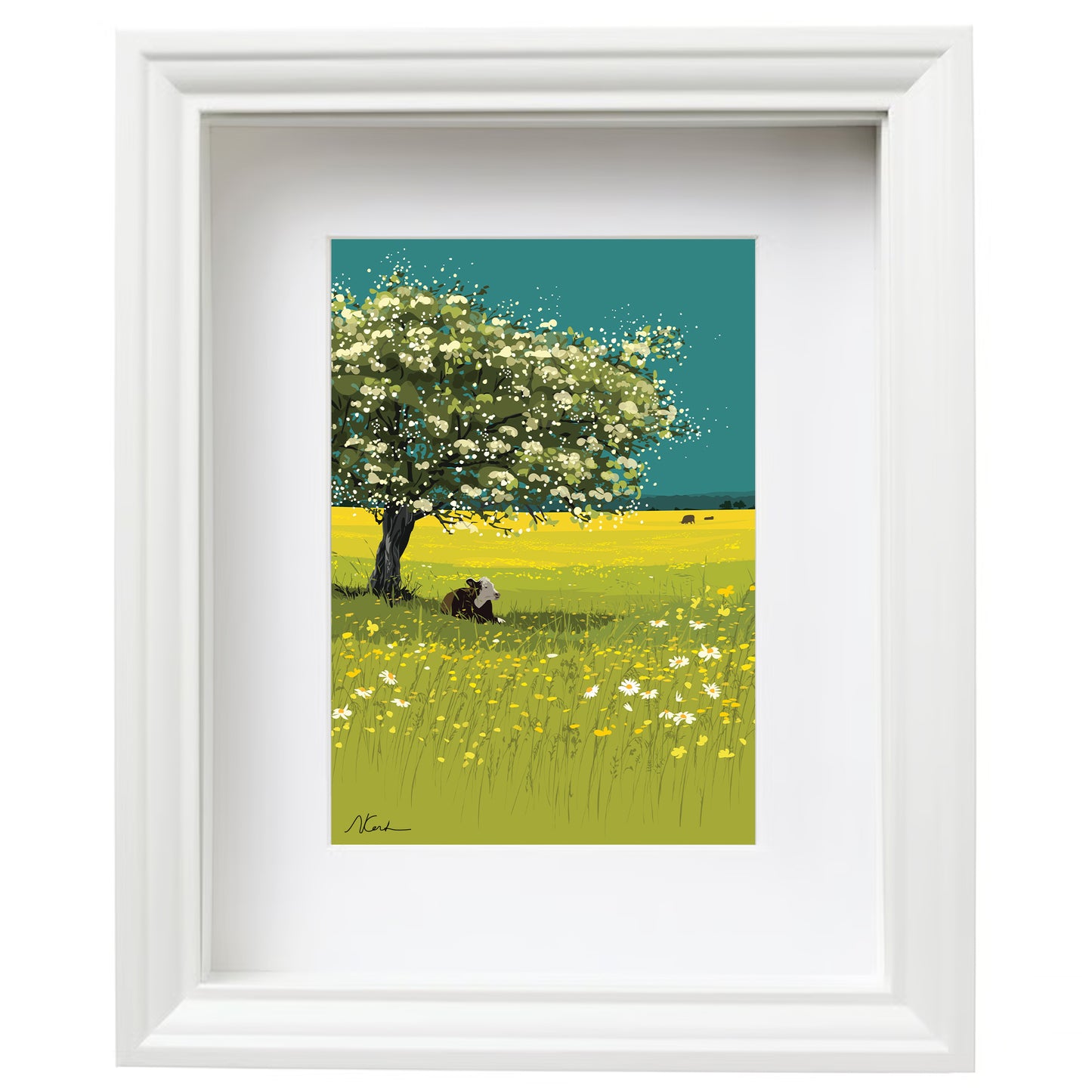 Buttercups and Blossom - Framed Art Print by Nichola Kent