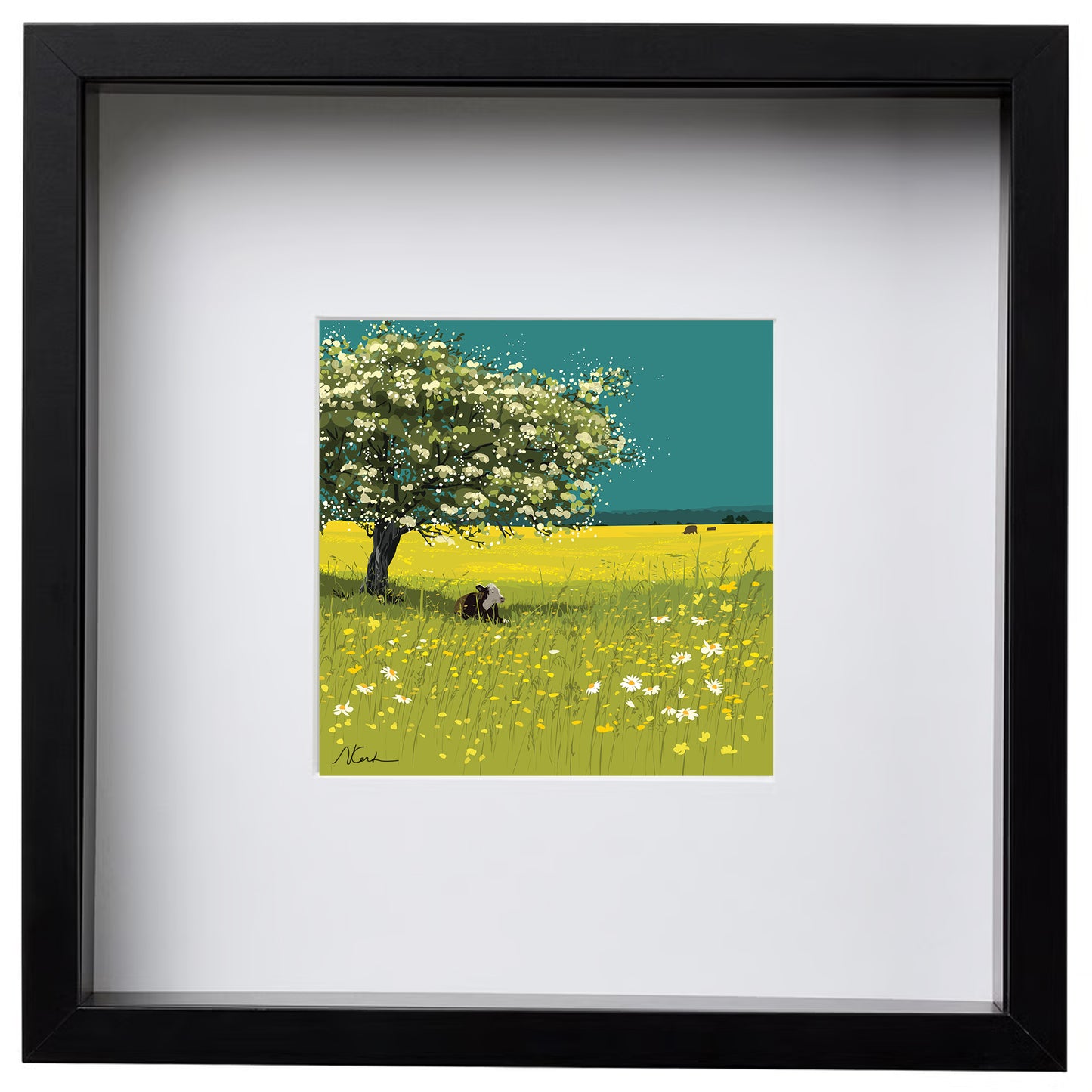 Buttercups and Blossom - Framed Art Print by Nichola Kent