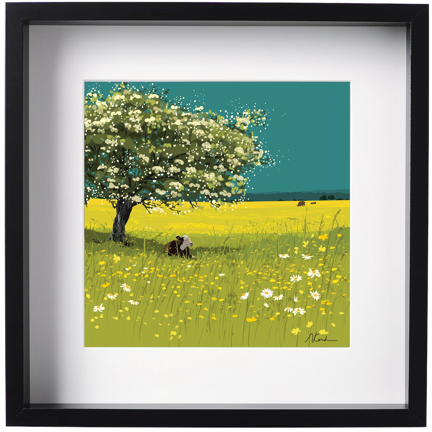Buttercups and Blossom - Framed Art Print by Nichola Kent
