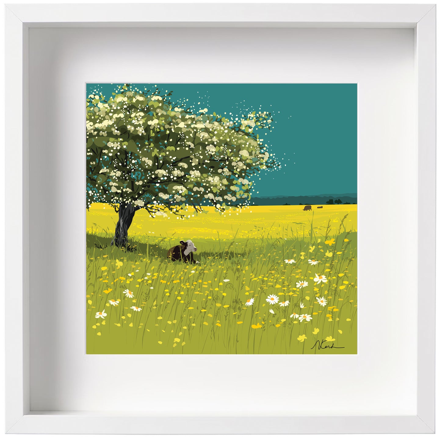 Buttercups and Blossom - Framed Art Print by Nichola Kent