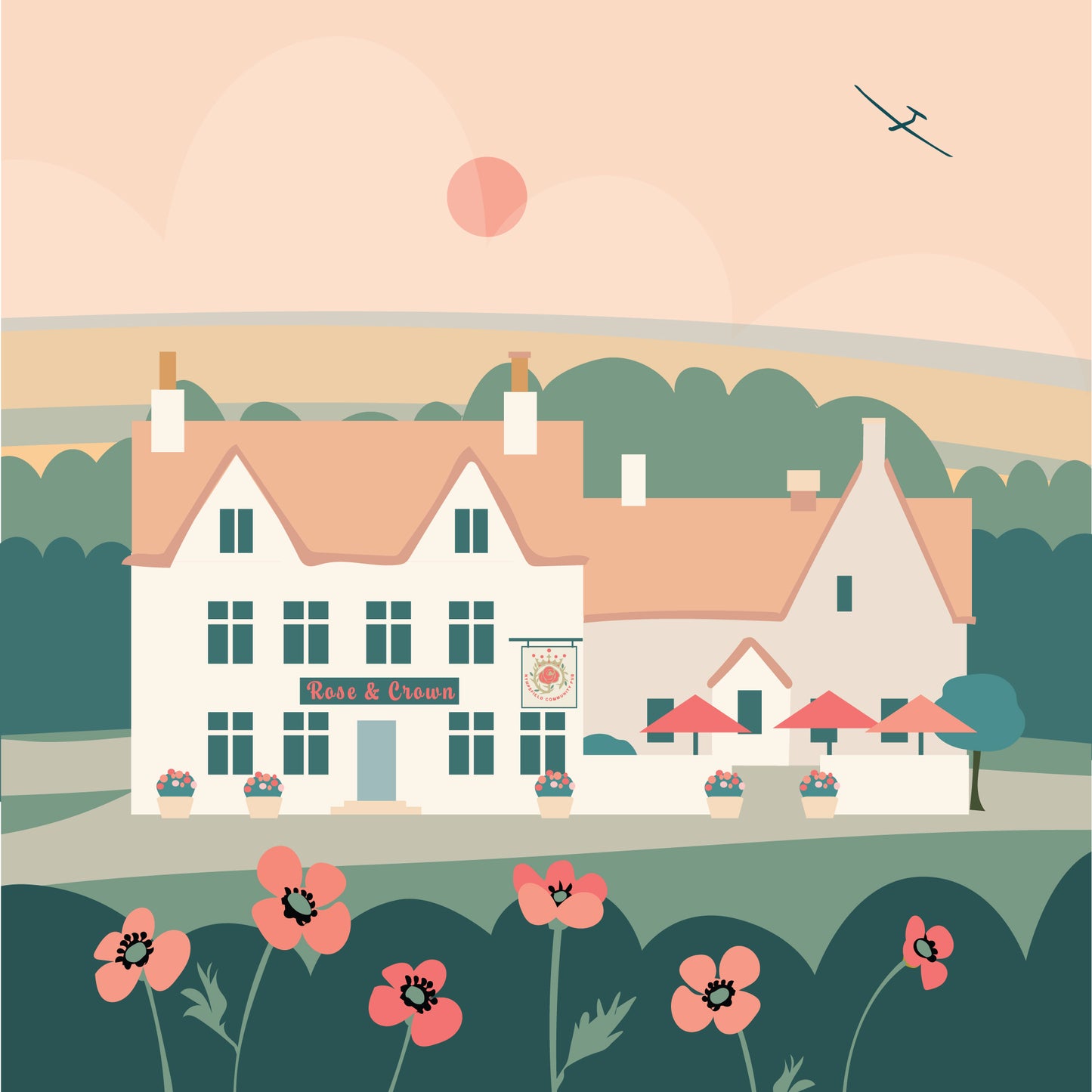 Nympsfield Community Pub - Giclée Art Print by Nichola Kent