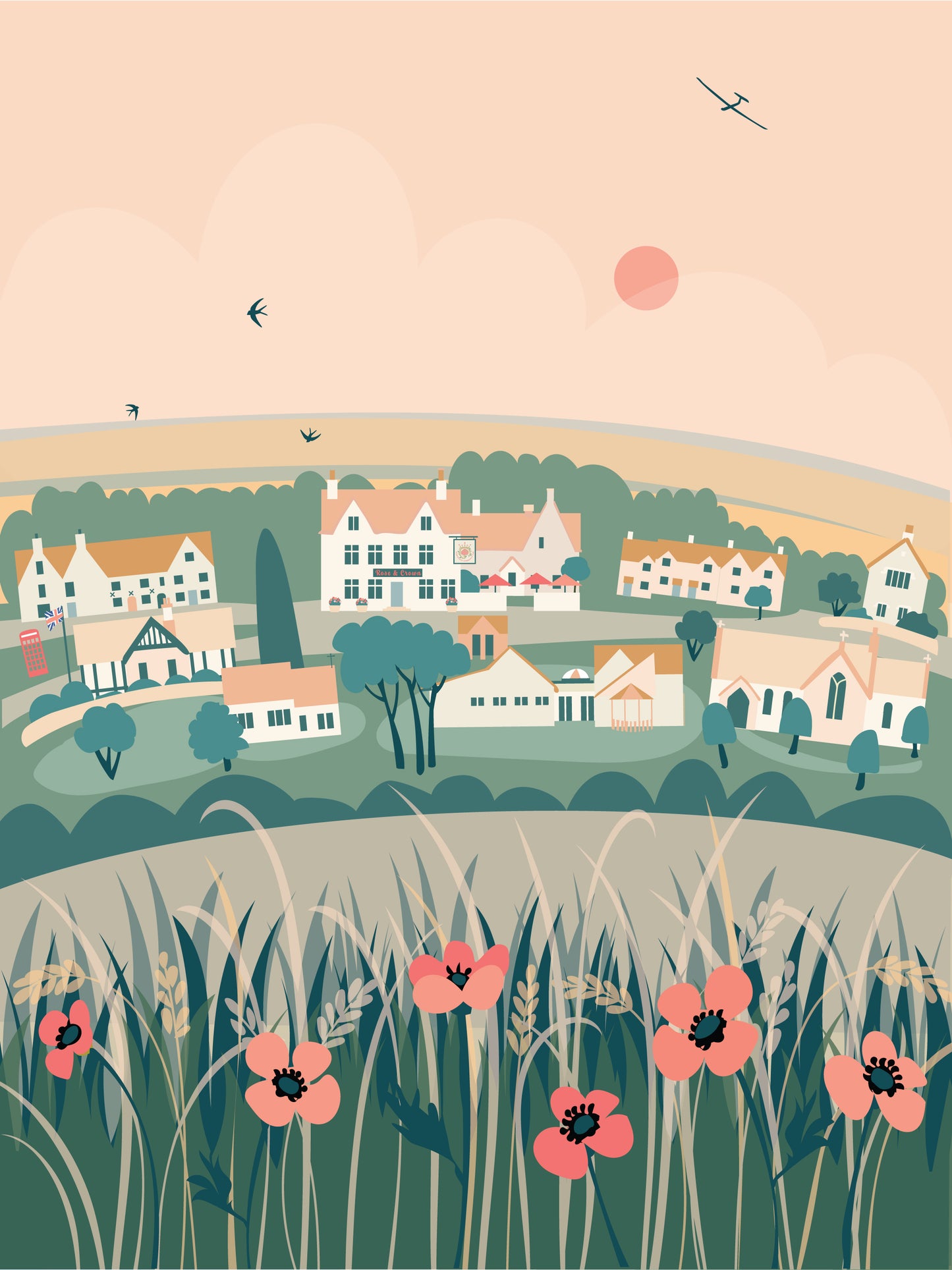 Nympsfield Community Pub - Giclée Art Print by Nichola Kent