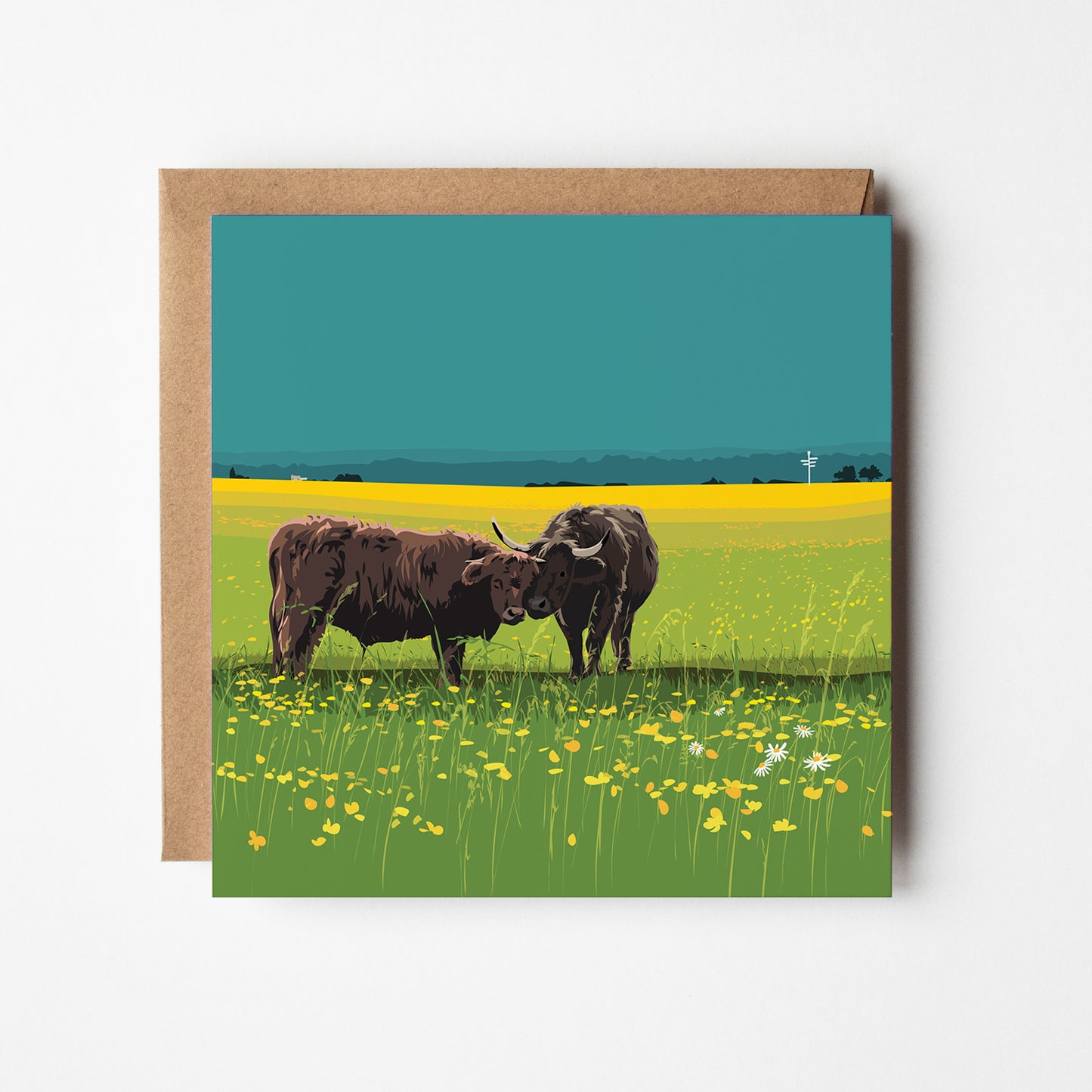 Buttercups and Cows Blank Card