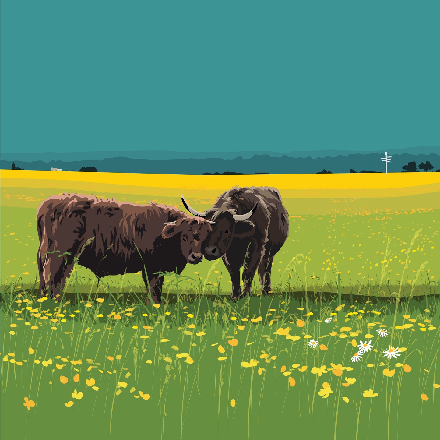 Buttercups and Cows Blank Card