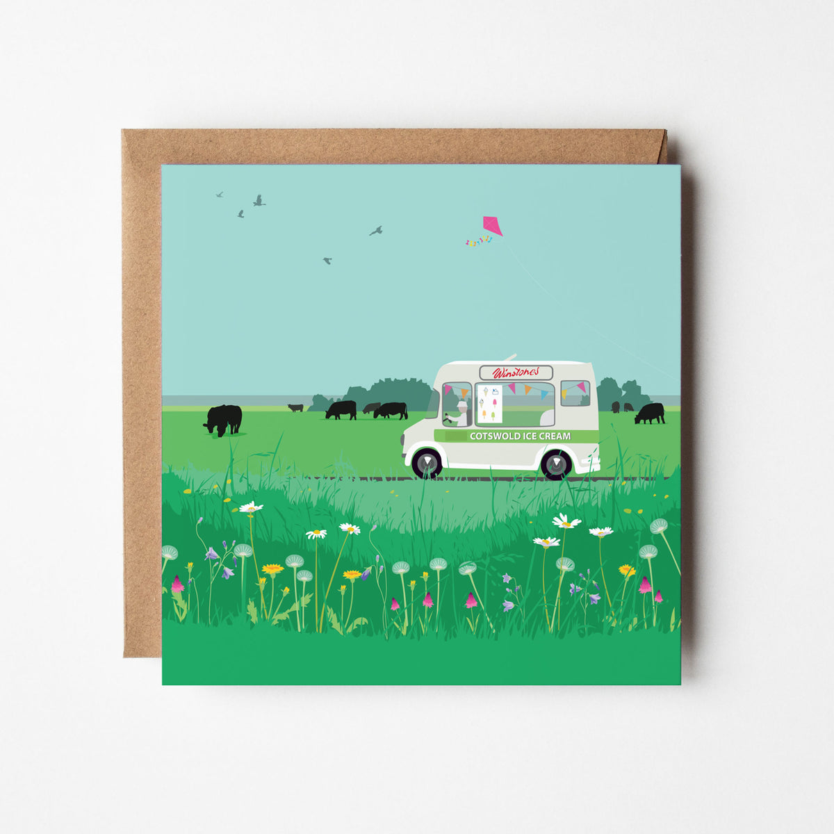 Ice Creams Van and Wild Flowers - Blank Card
