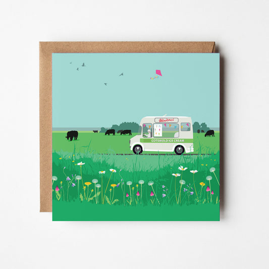 Ice Creams Van and Wild Flowers - Blank Card