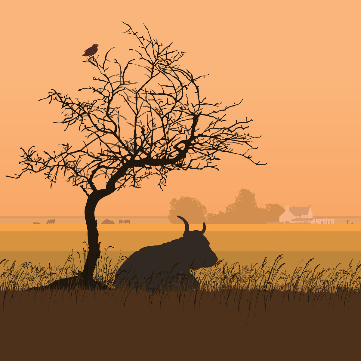 Lodge View - Sunset - Blank Card