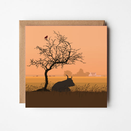 Lodge View - Sunset - Blank Card