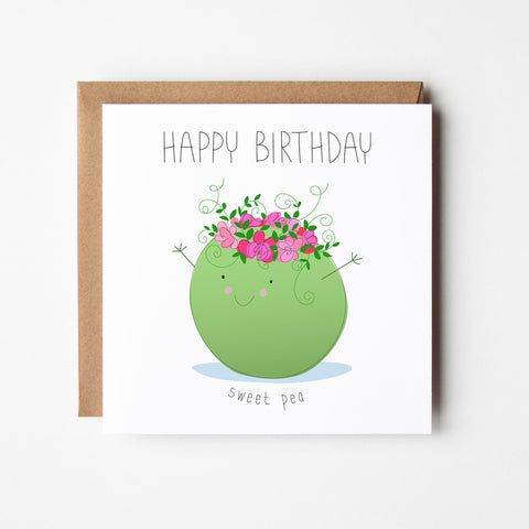 Sweet Pea Happy Birthday Card