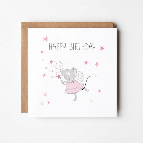Fairy Mouse Happy Birthday Card