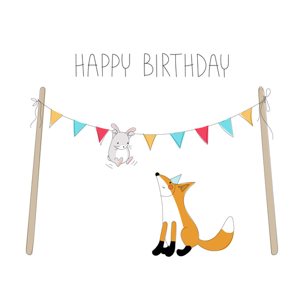 Fox and Rabbit Happy Birthday Card