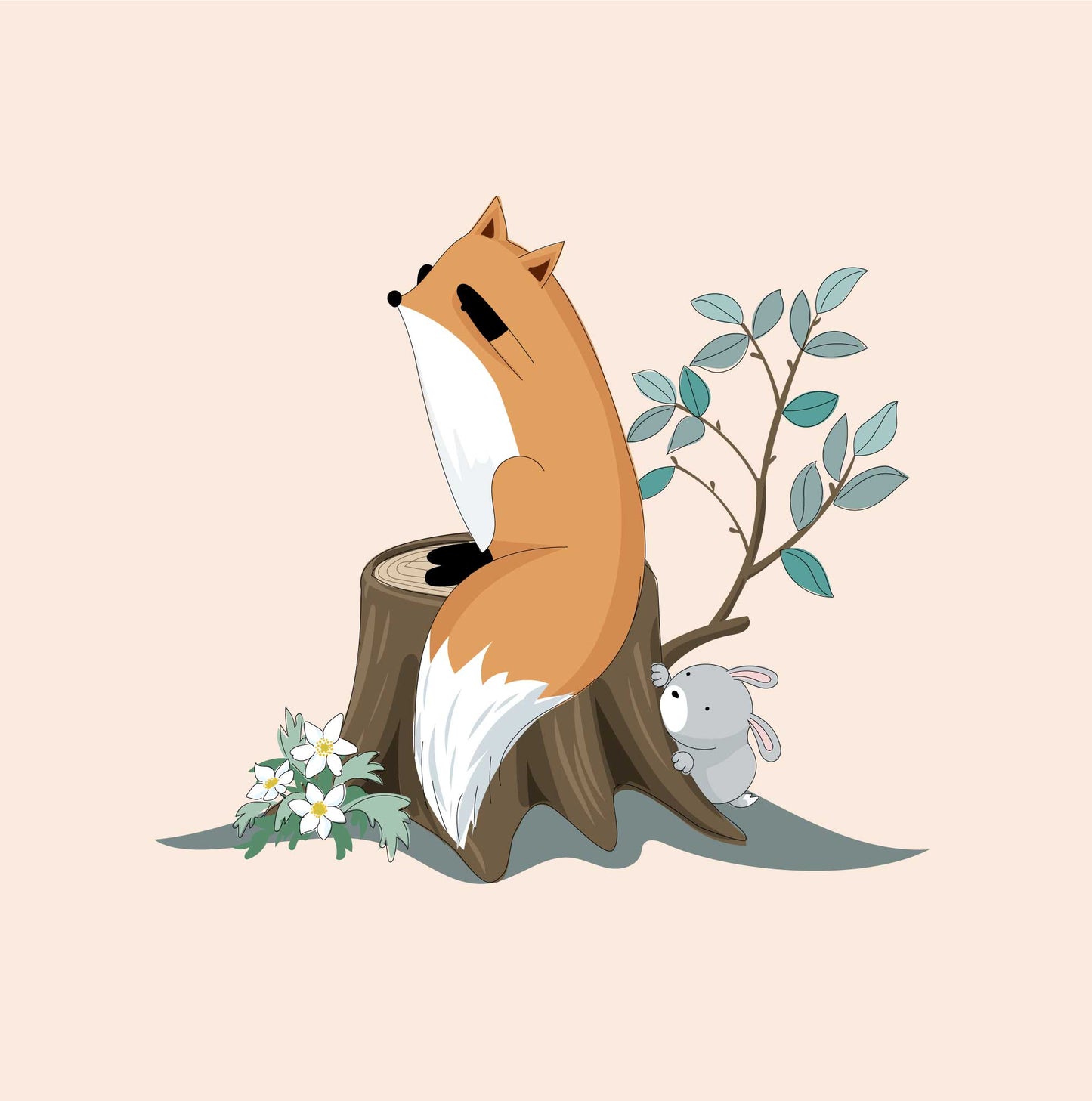 Fox and Rabbit play hide and seek 2 - Blank Card