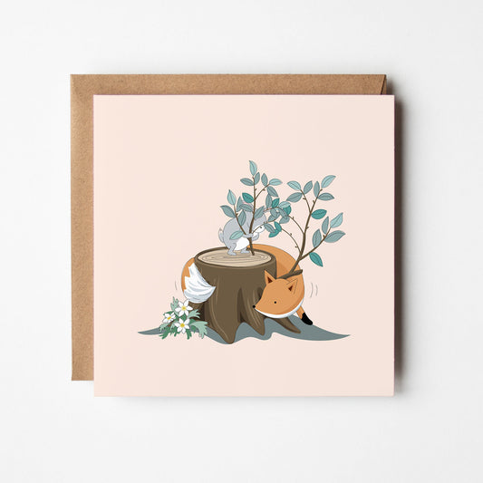 Fox and Rabbit play hide and seek 3 - Blank Card