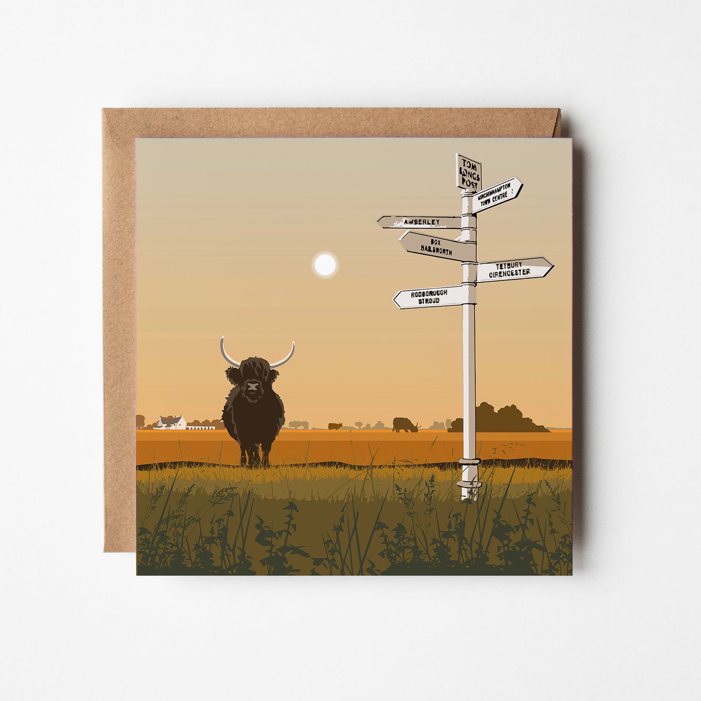 Highland at Tom Longs Post Sunset Blank Card