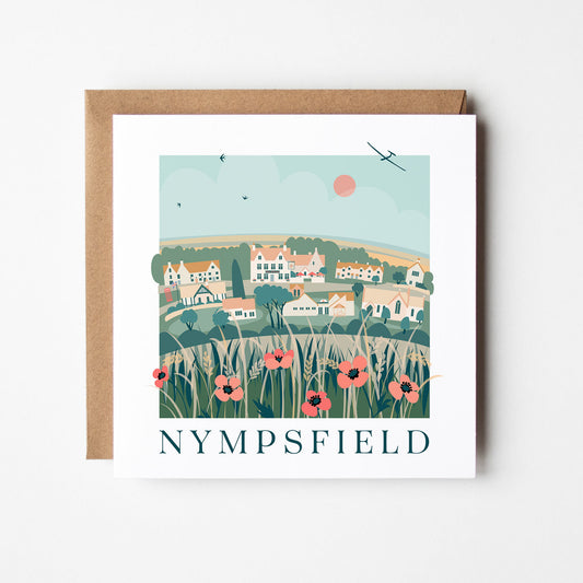 Nympsfield Community Pub Blank Card with Poppies