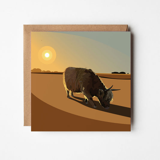 Short Cow Long Shadow Blank Card