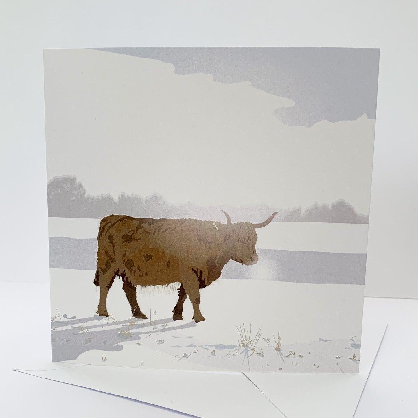 Highland Cow Snowy Blank Card