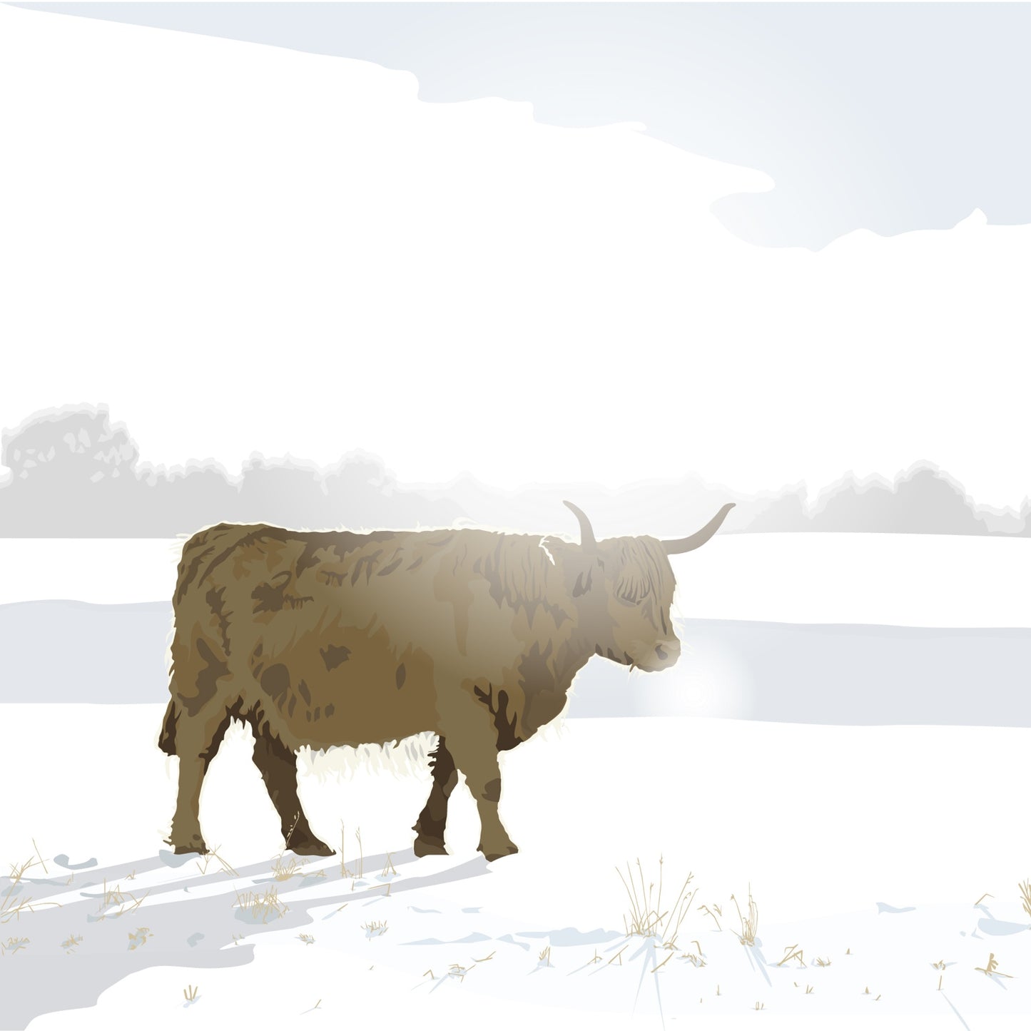 Highland Cow Snowy Blank Card