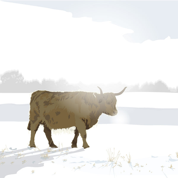 Highland Cow Snowy Blank Card