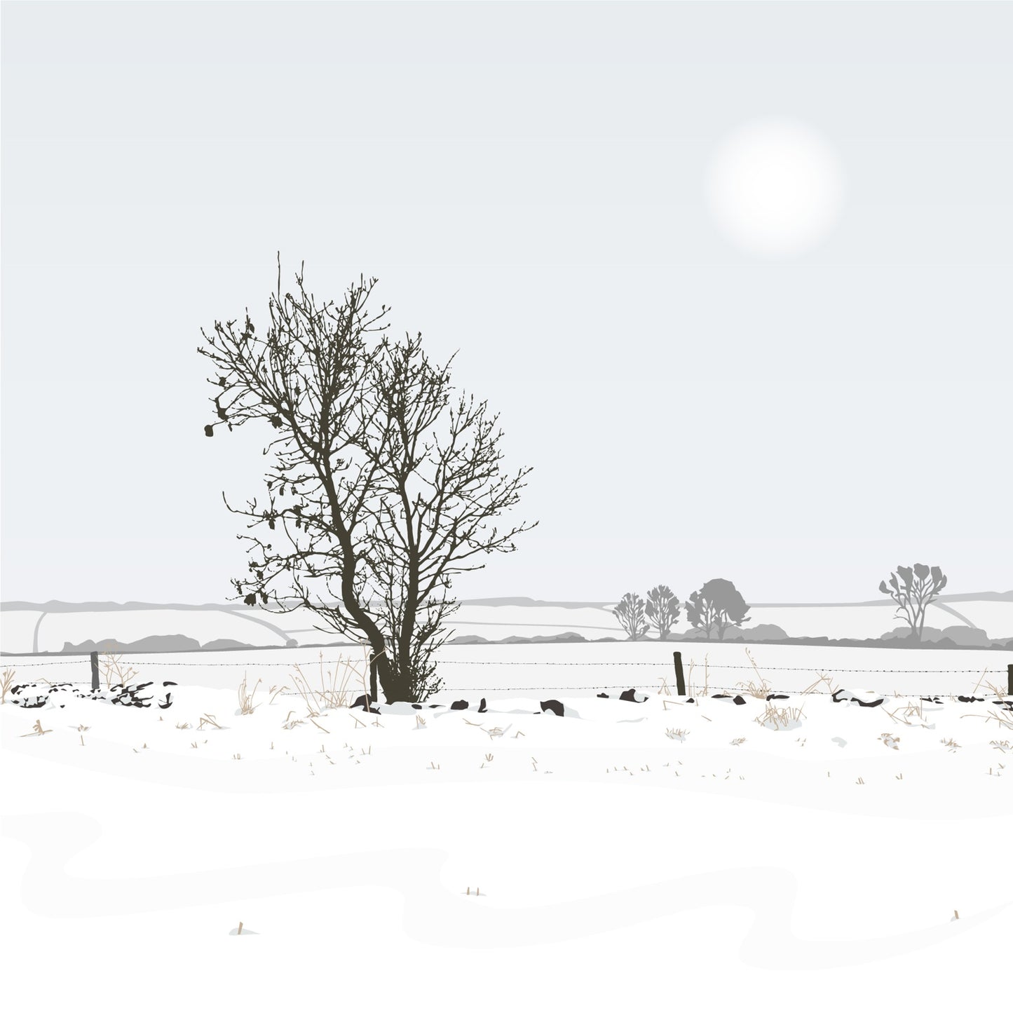 Chalford Fields Snowy Blank Card