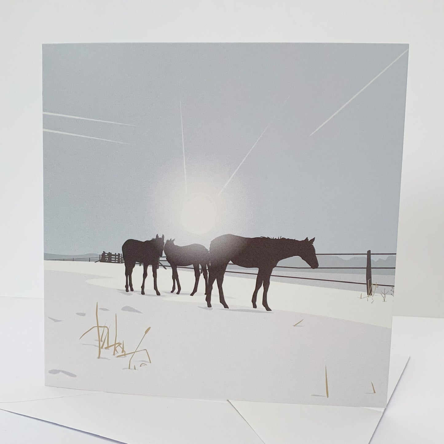 Polo Ponies Snowy Blank Card