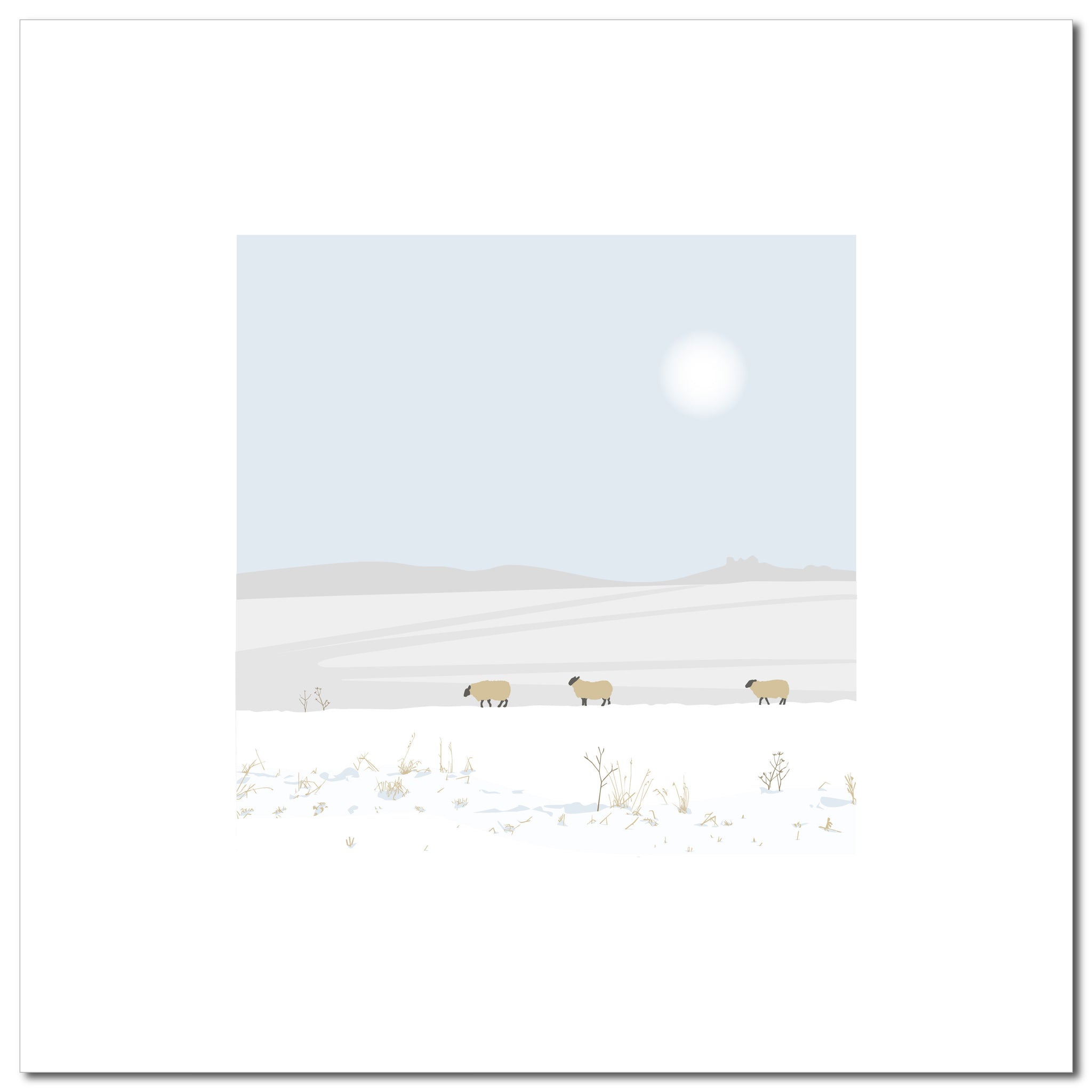 Moorland Sheep - Blue - Unframed Print