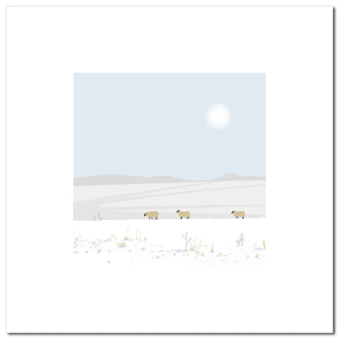 Moorland Sheep - Blue - Unframed Print