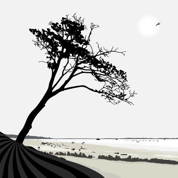 The Beach Tree - Grey - 50 x 50cm - Unframed Print