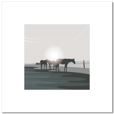 Polo Ponies - Grey - Unframed Print
