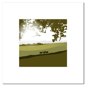 Sheep in the Meadow - Green - Unframed Print