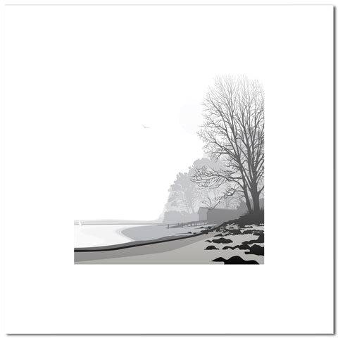 The Beach Huts - Grey - 50 x 50cm - Unframed Print