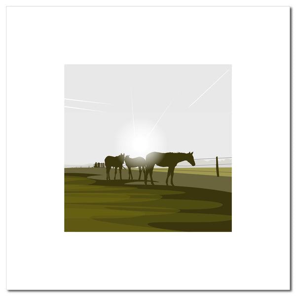 Polo Ponies - Green - Unframed Prints