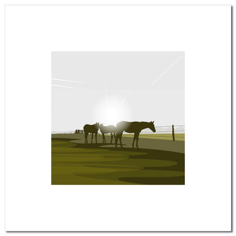 Polo Ponies - Green - Unframed Prints