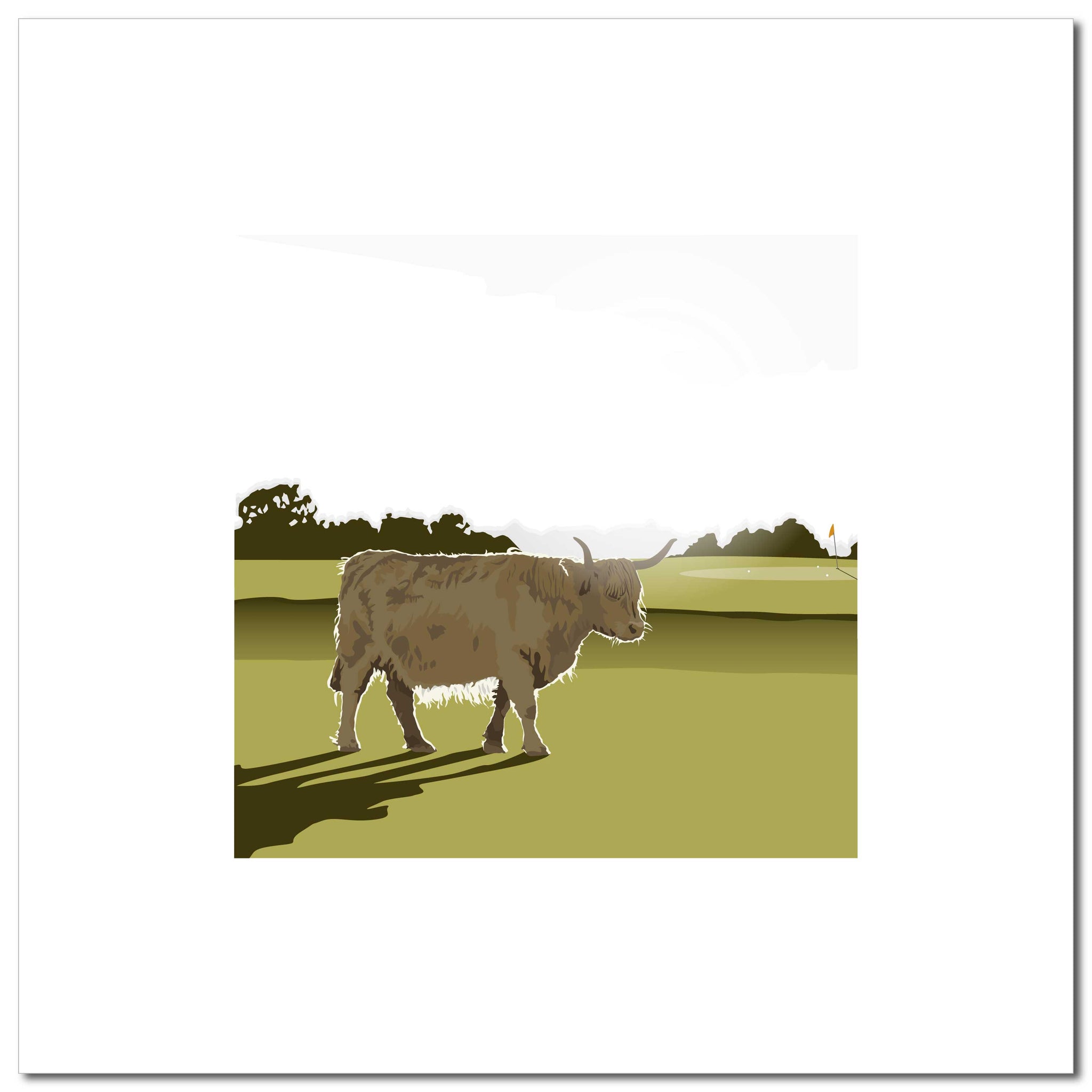 Highland Cow - Green - Unframed Print