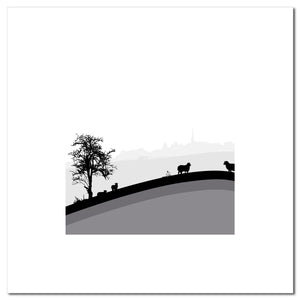 Sheep Hills 1 - Grey - Unframed Print