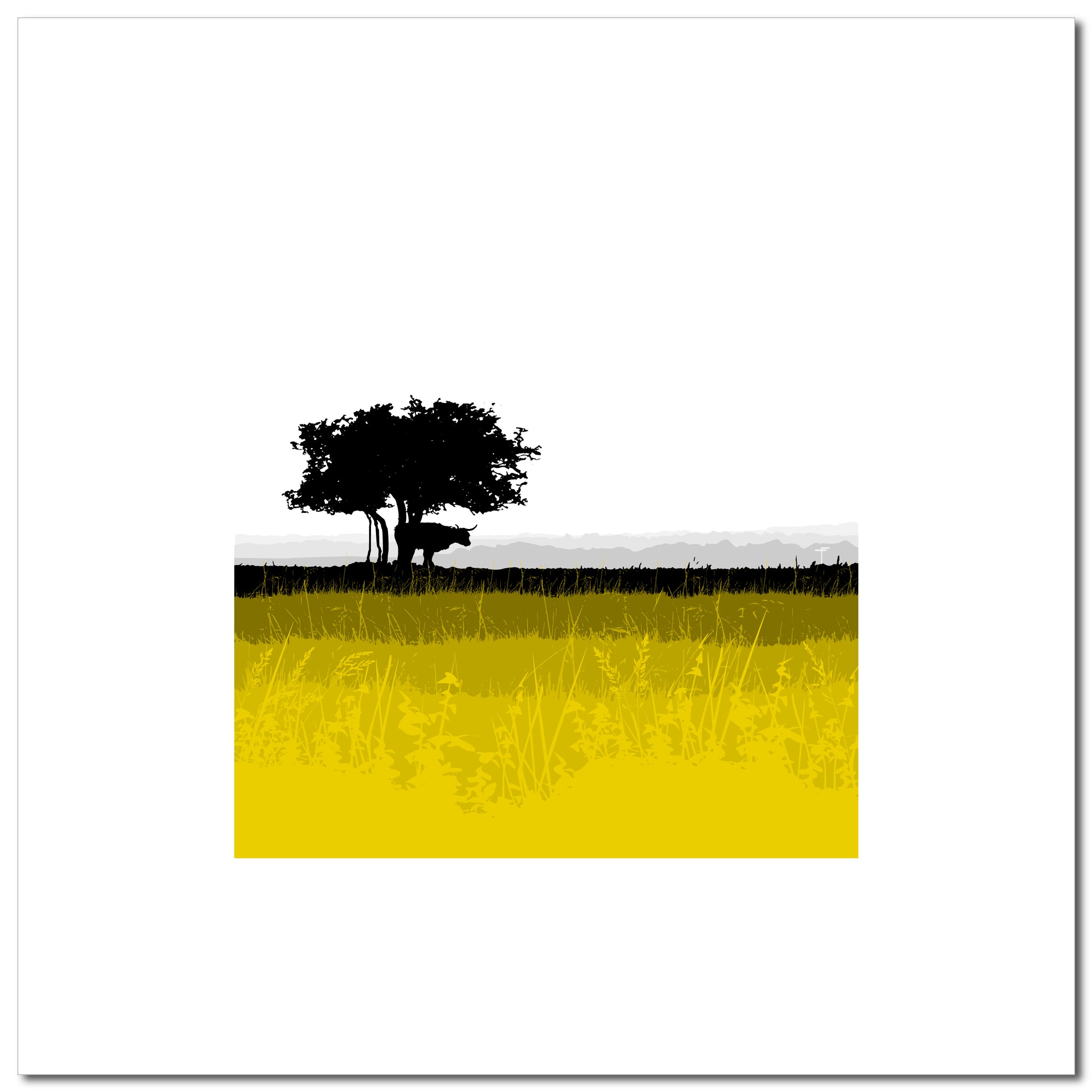 Highland & Tree - Ochre - Unframed Print