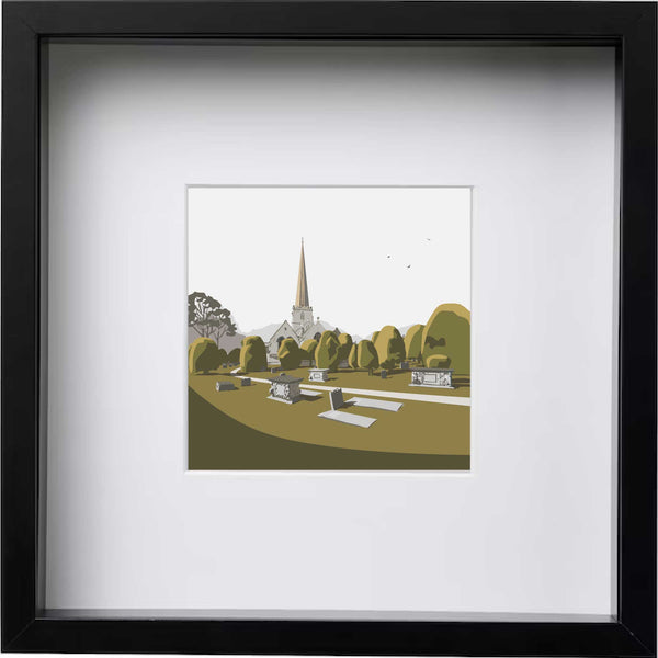 Painswick Church, Gloucestershire - Green - Kent&Co Framed Art Print by Nichola Kent