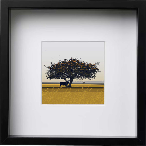 That Tree at Sunset with Cow, Minchinhampton Common - Kent and Co Framed Art Print by Nichola Kent