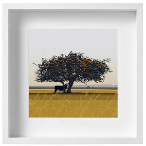 That Tree at Sunset with Cow, Minchinhampton Common - Kent and Co Framed Art Print by Nichola Kent