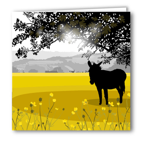 Alfie Donkey & Woodchester view Blank Card