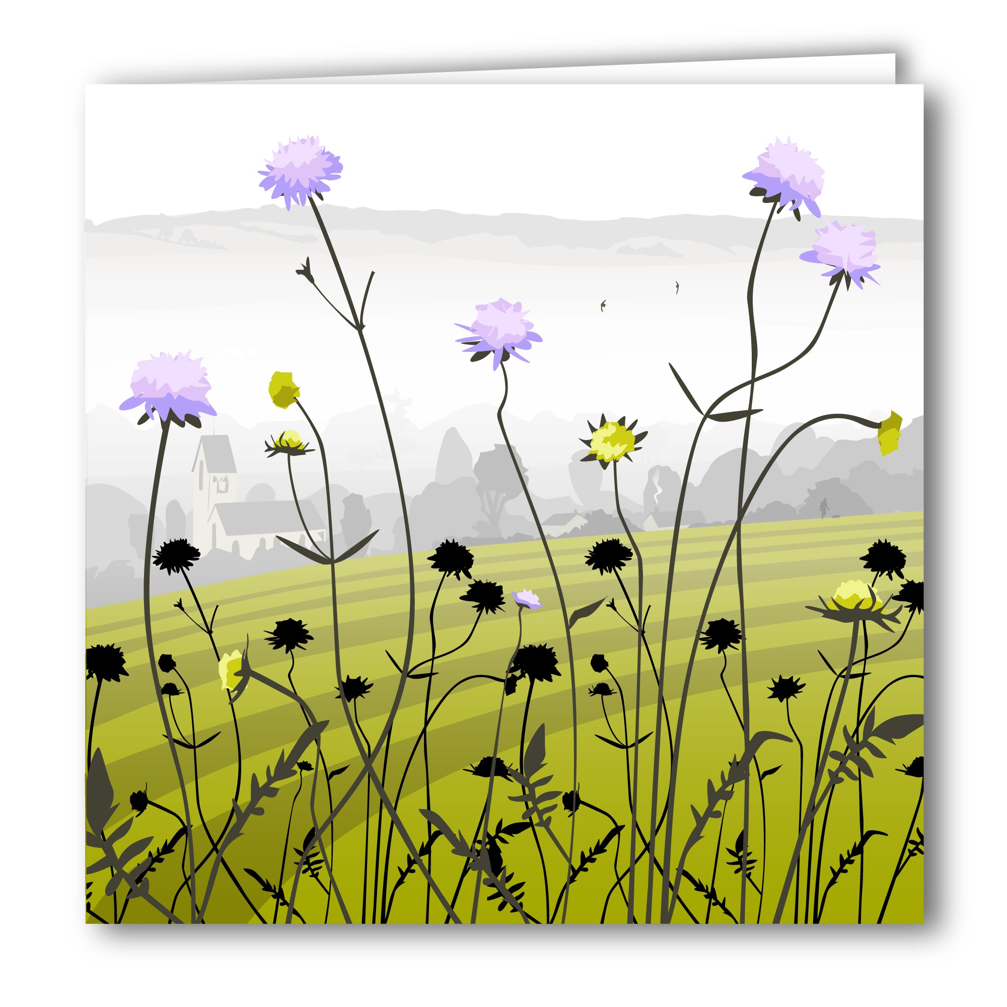 Selsley and misty valley view Blank Card